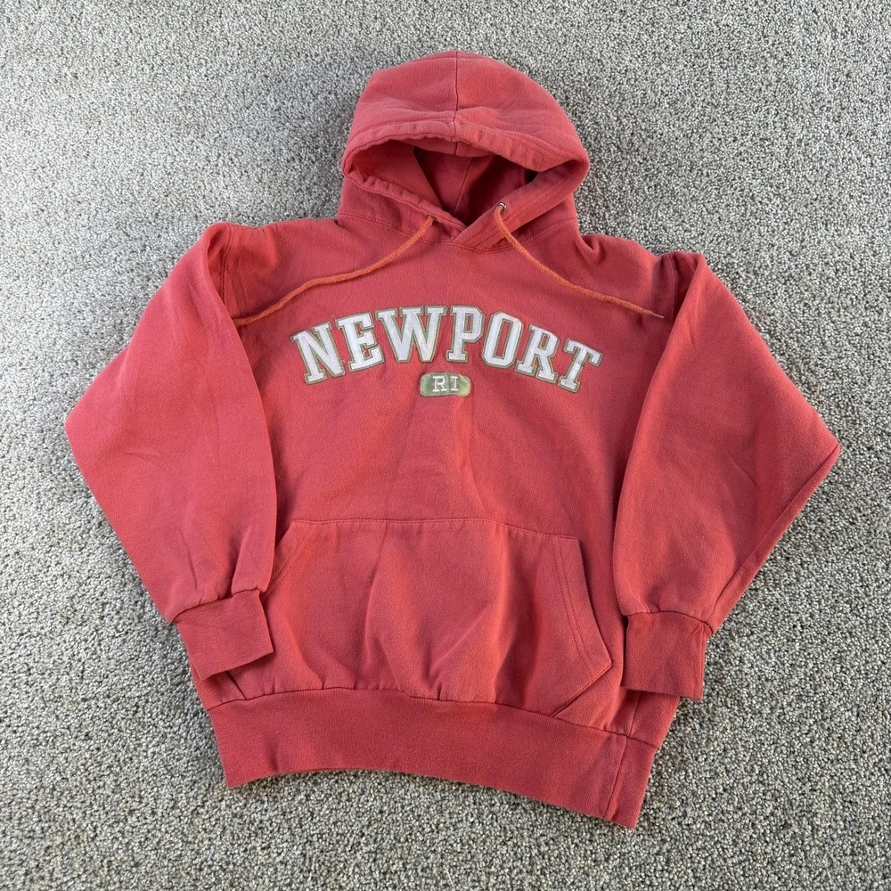 Newport RI Authentic Life Hoodie Mens Small Red Pullover Fleece Sweatshirt